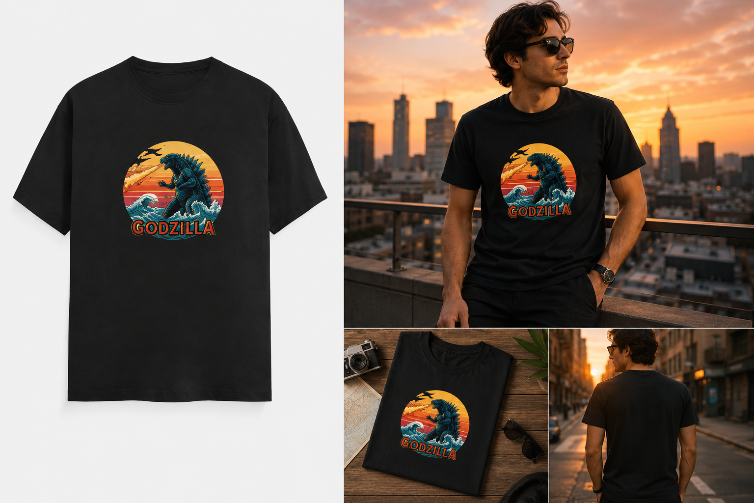 Godzilla Retro Sunset