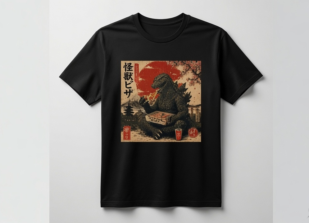 Funny Gozila and Pizza Break T-Shirt