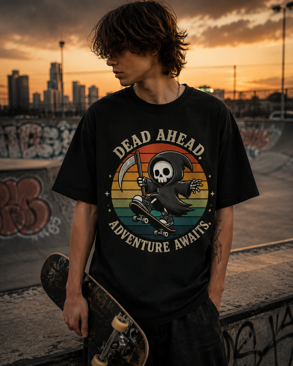 Grim Reaper Skateboard Graphic Tee