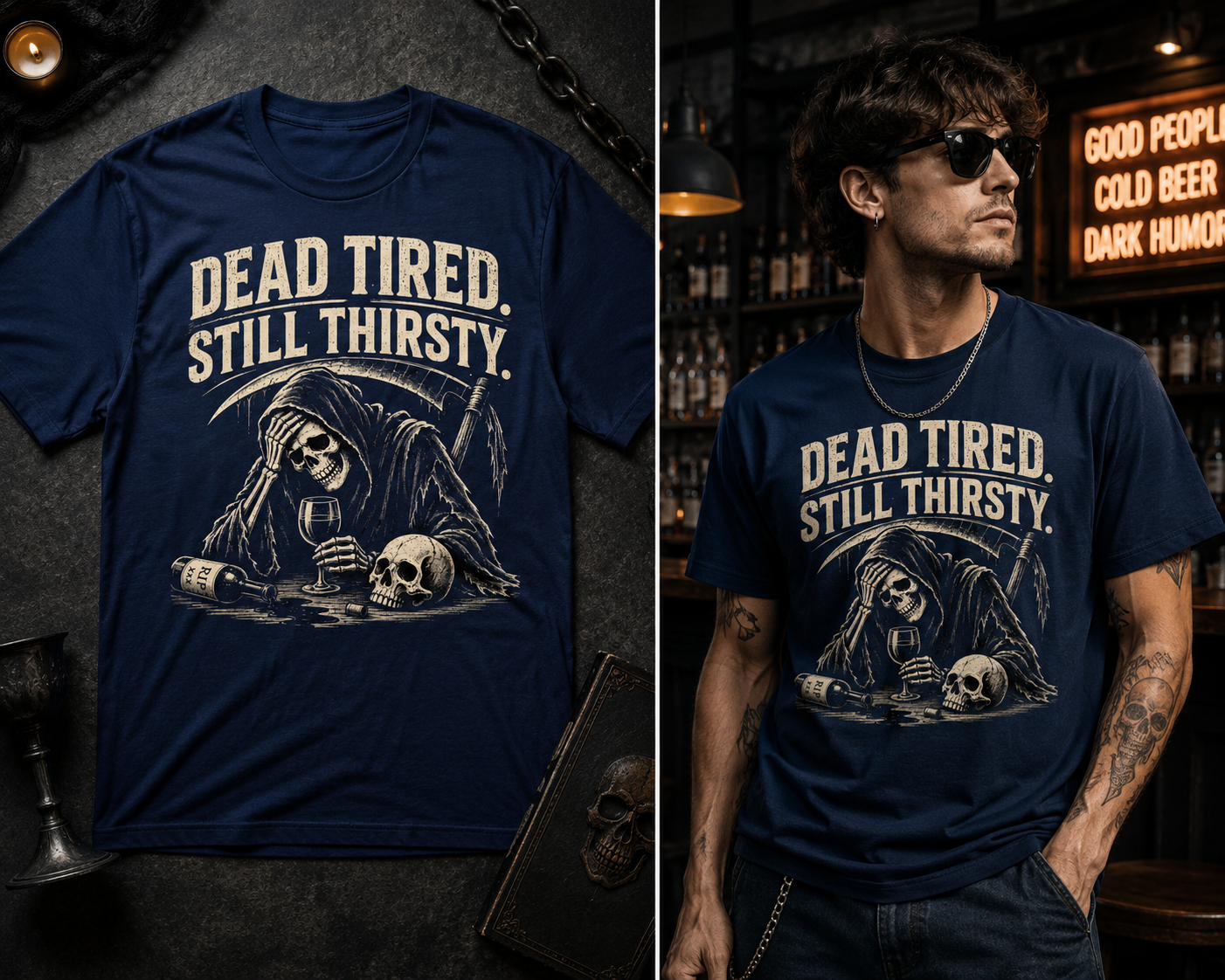 Dead Tired Still Thirsty Grim Reaper T-Shirt