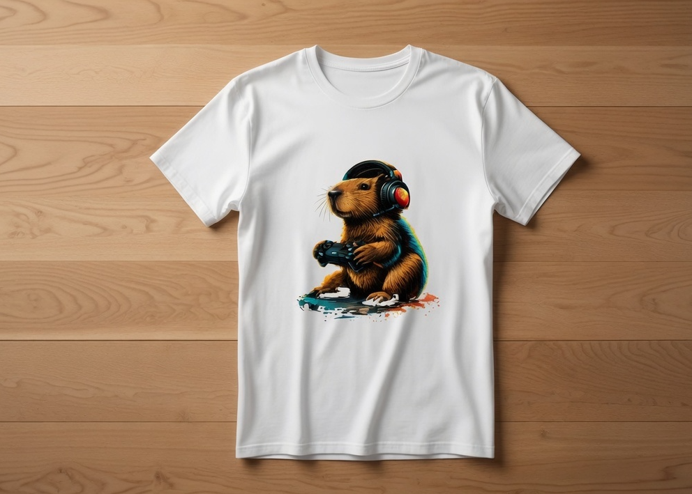 Cute Gaming Hamster T-Shirt – Hamster with Headphones & Controller | Funny Gamer Tee