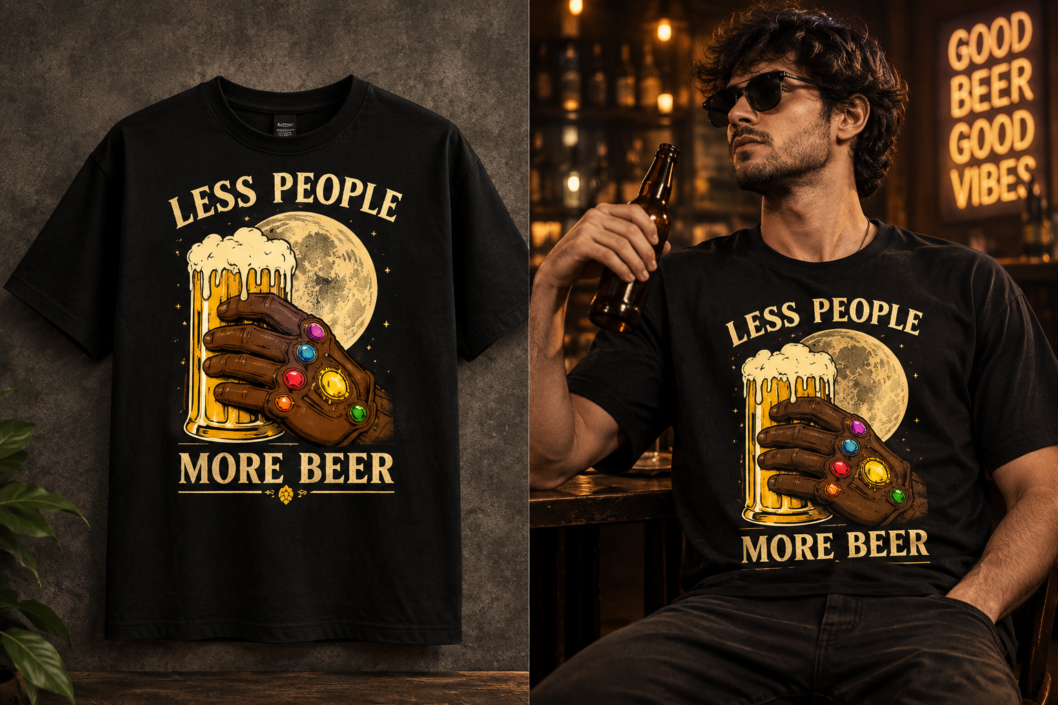 Less People More Beer T-Shirt | Beer Lover Graphic Tee | Funny Drinking Shirt |