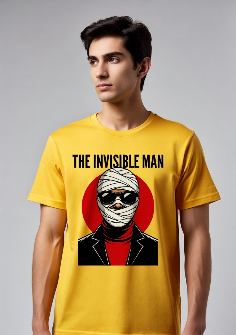 The Invisible Man Bandaged Graphic T-Shirt – Yellow Crew Neck Tee