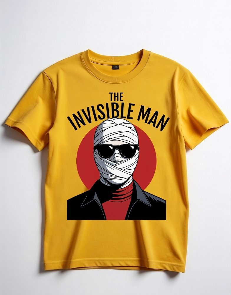 The Invisible Man Bandaged Graphic T-Shirt – Yellow Crew Neck Tee