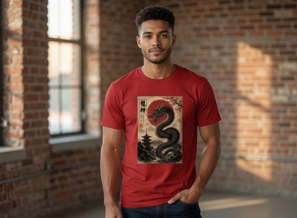 Japanese black dragon T-Shirt