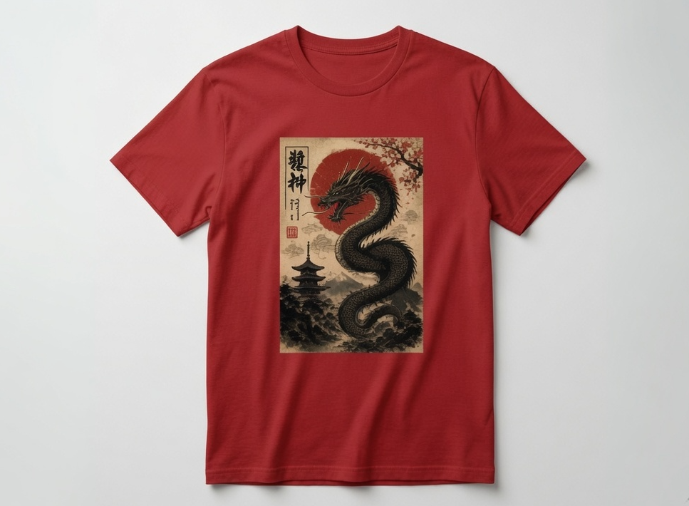 Japanese black dragon T-Shirt