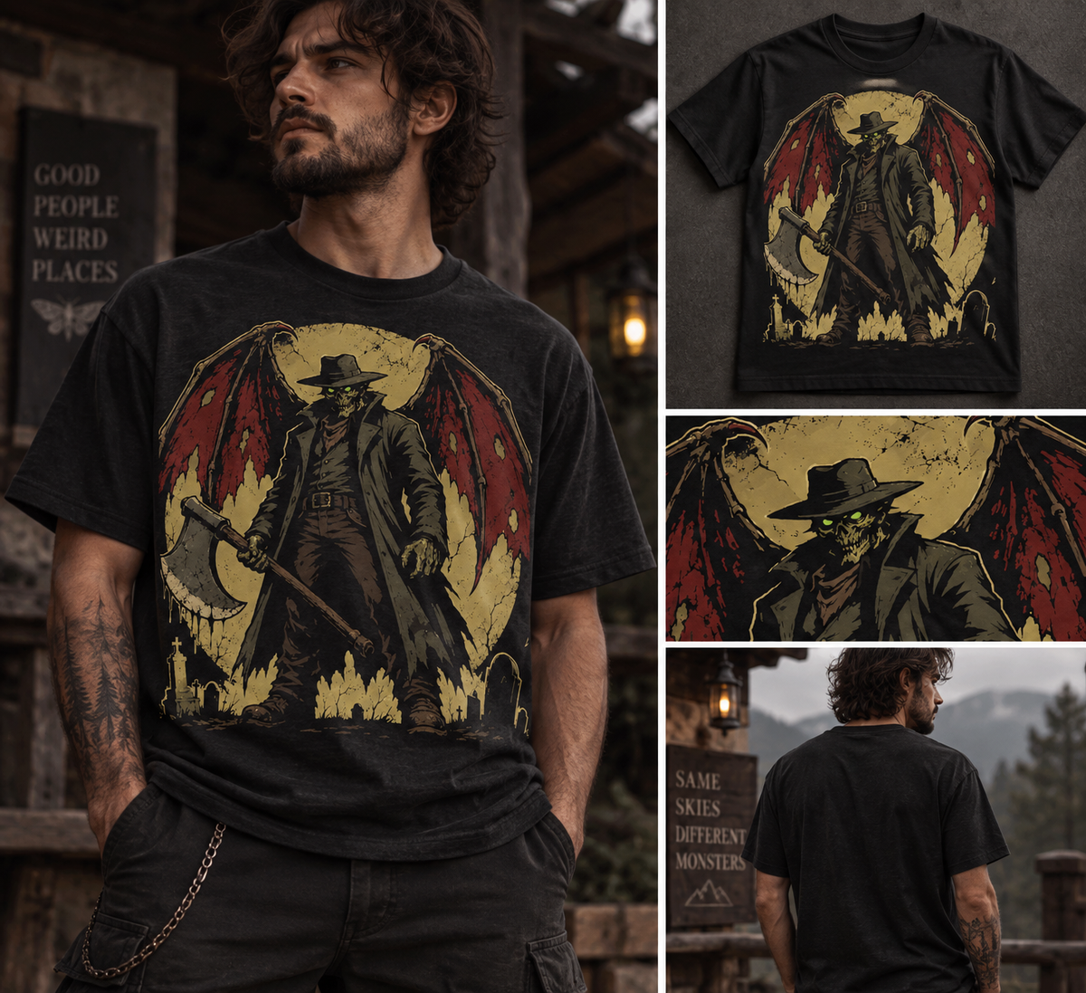 Winged Demon T-Shirt – Gothic Horror Graphic Tee