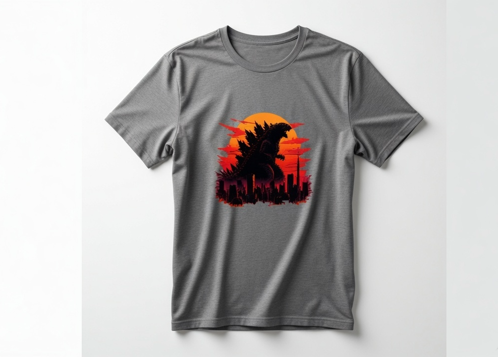 Godzilla Sunset Cityscape T-Shirt – Retro Kaiju Graphic Tee