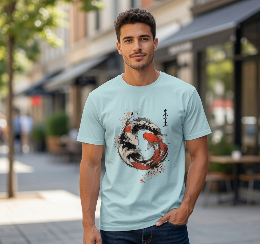 Koi Fish Circle T-Shirt – Japanese Inspired Graphic Tee