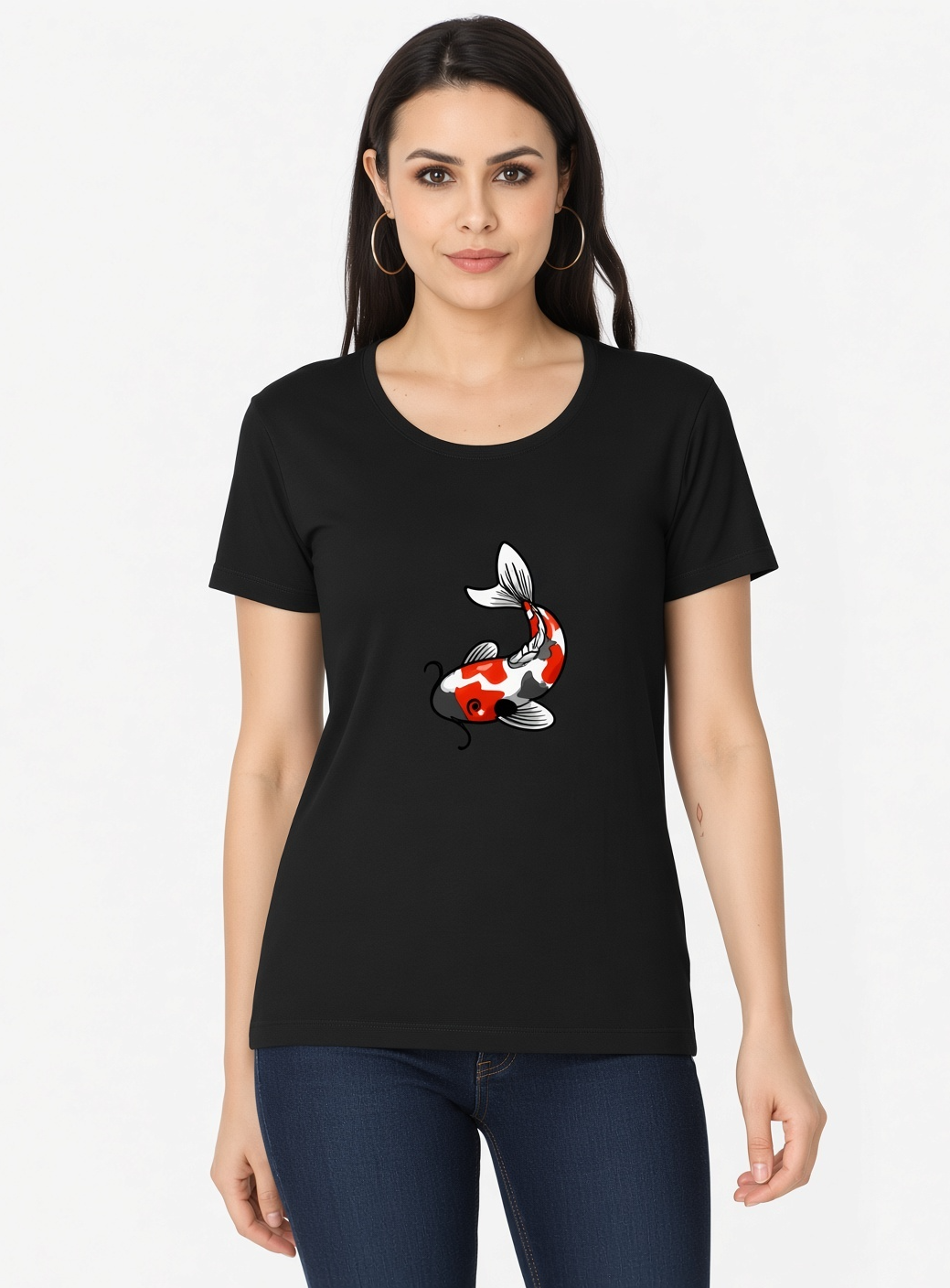 Koi Fish Graphic Tee – Black Women’s T-Shirt | Ghoul Nest