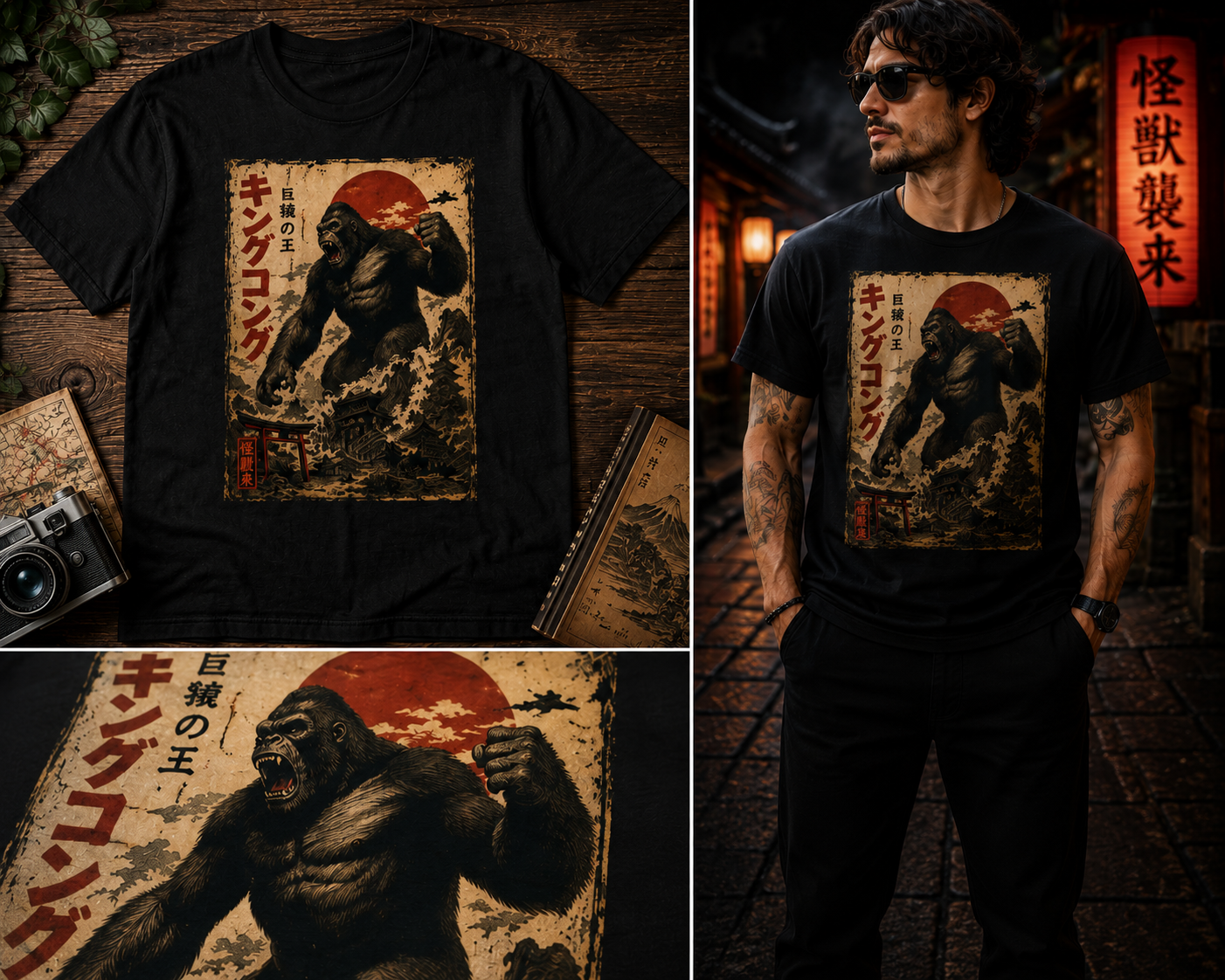 Vintage Japanese King Kong T-Shirt | Retro Kaiju Graphic Tee | Distressed Monster Movie Shirt | Giant Ape Streetwear