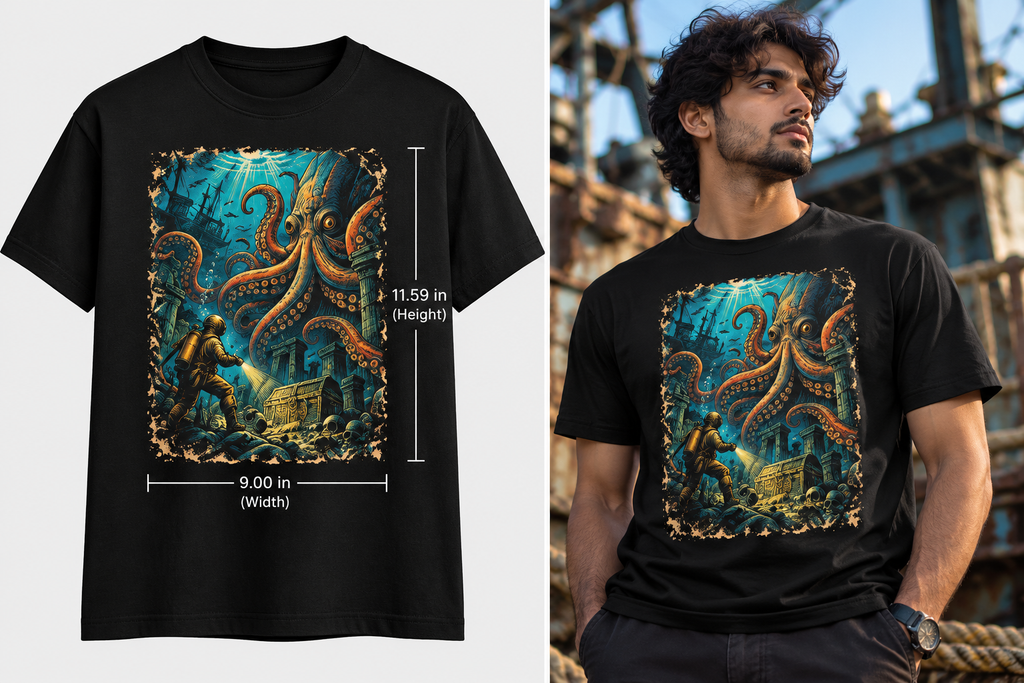 The Kraken's Toll – Vintage Kraken Graphic T-Shirt