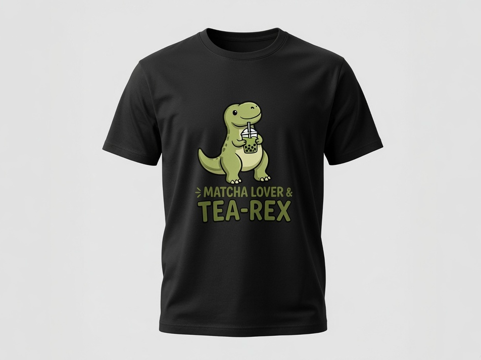Matcha Lover Tea-Rex T-Shirt | Cute Dinosaur Bubble Tea Graphic Tee
