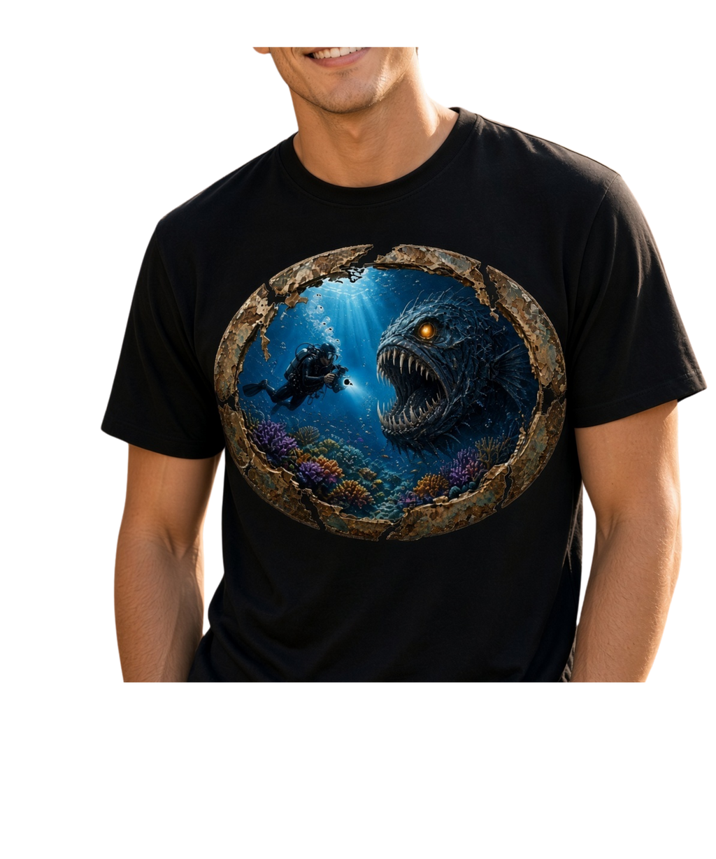Abyssal Monster Fish Graphic T-Shirt – Deep Sea Horror | Ghoulnest