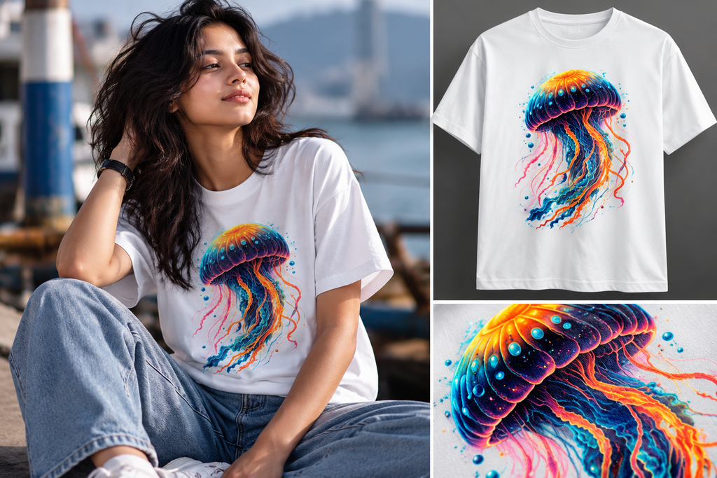 Neon Jellyfish Graphic T-Shirt
