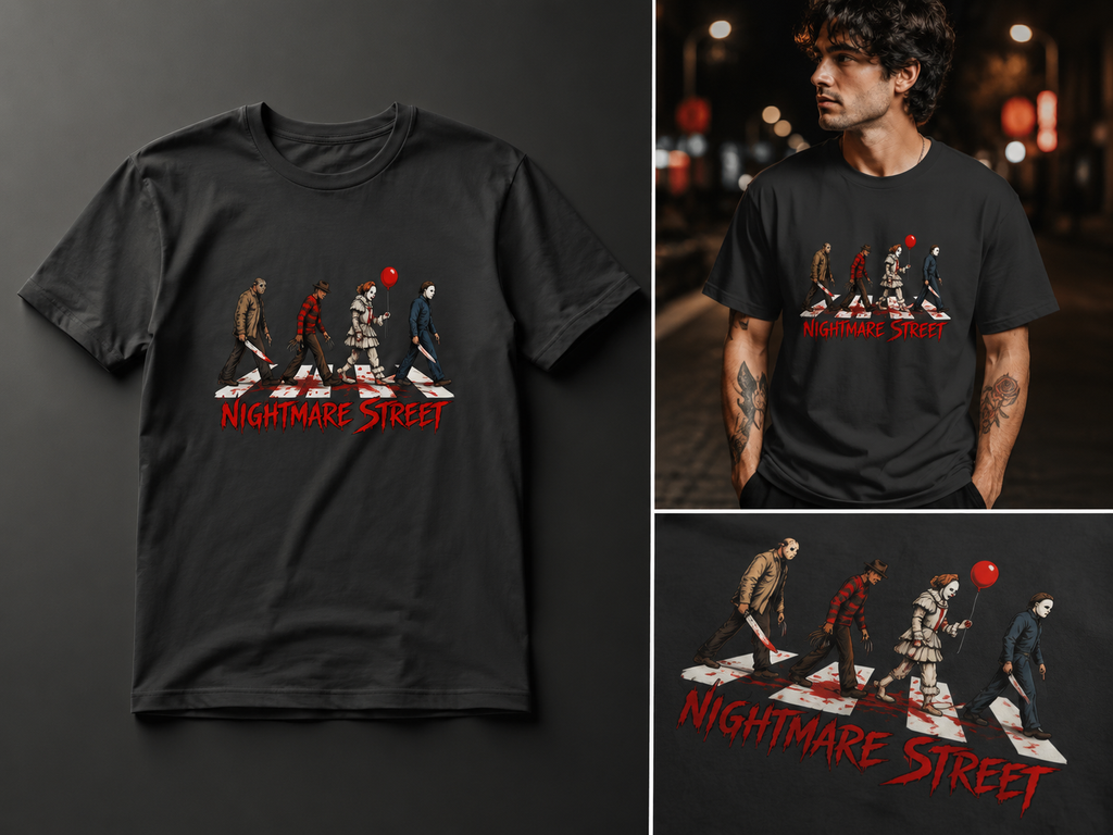 Nightmare Street Horror T-Shirt | Slasher Inspired Graphic Tee | Dark Horror Streetwear