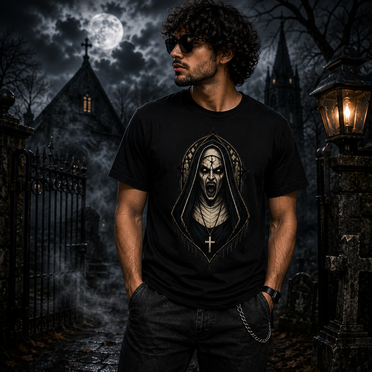Demonic Nun Gothic Horror T-Shirt