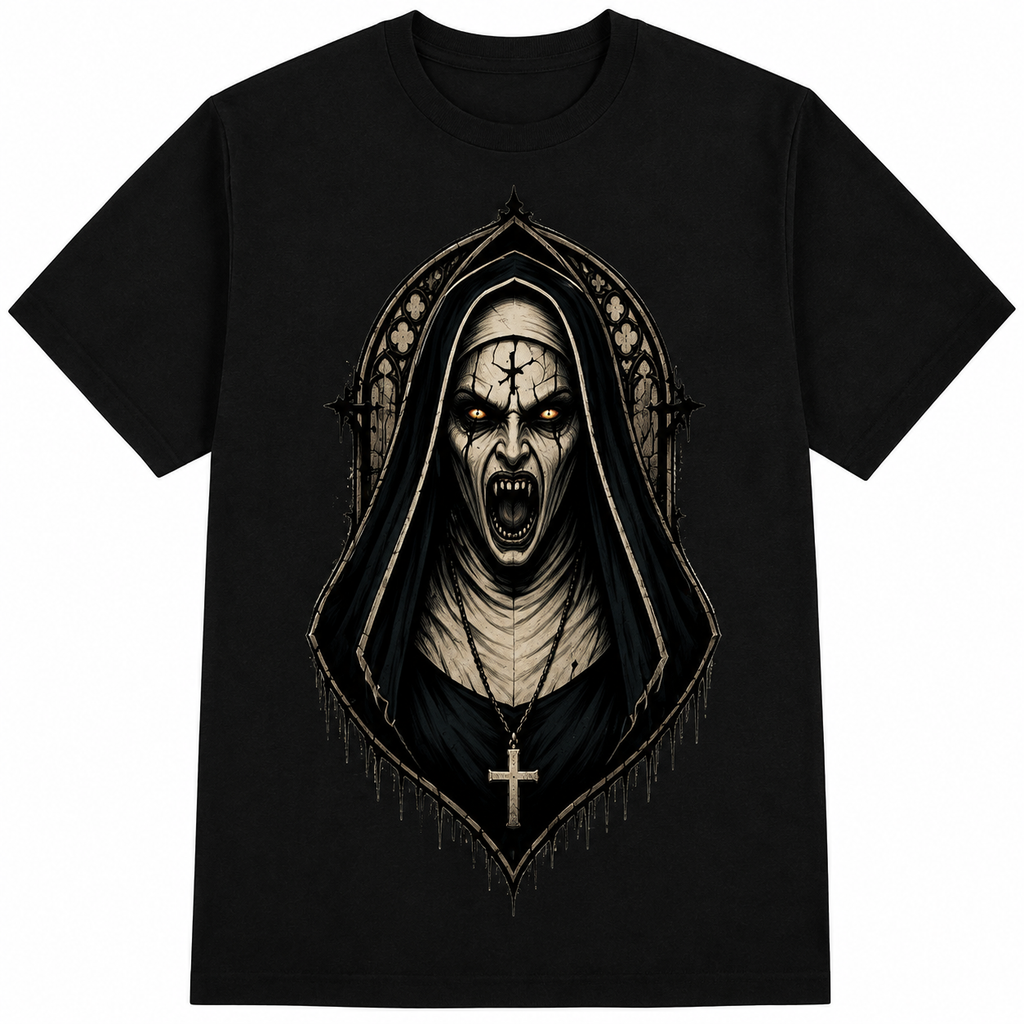 Demonic Nun Gothic Horror T-Shirt