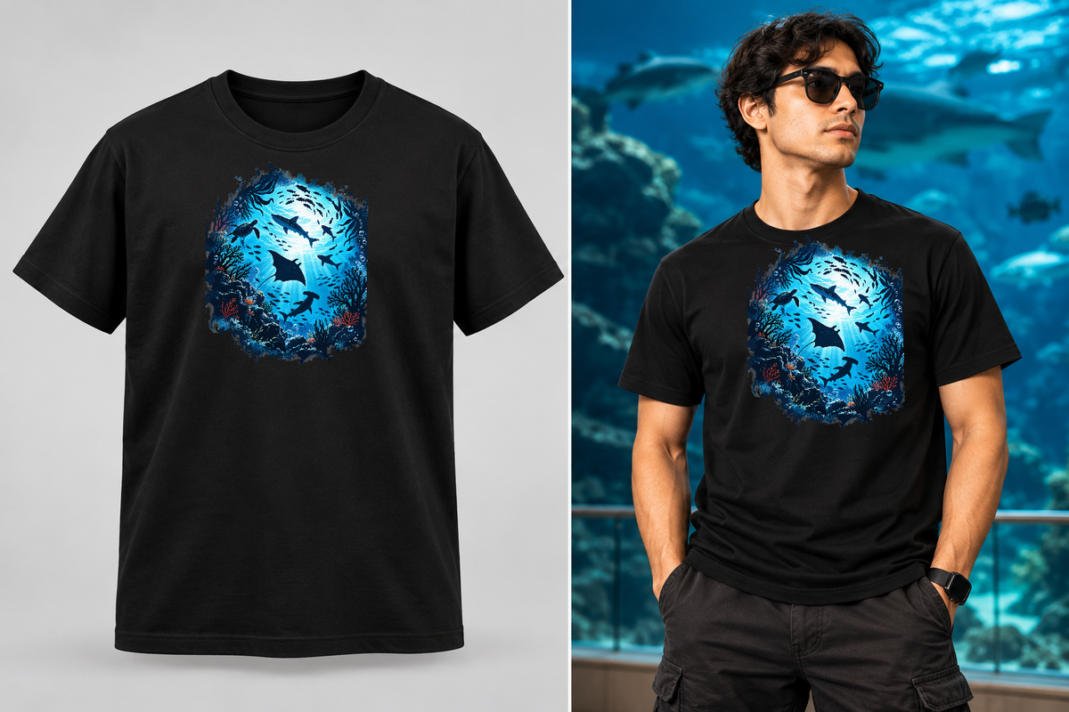 Ocean's Pulse – Underwater Graphic T-Shirt | Ghoulnest