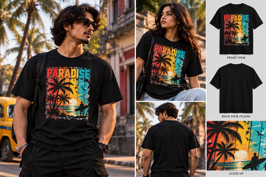 Paradise Sunset T-Shirt | Vintage Tropical Graphic Tee