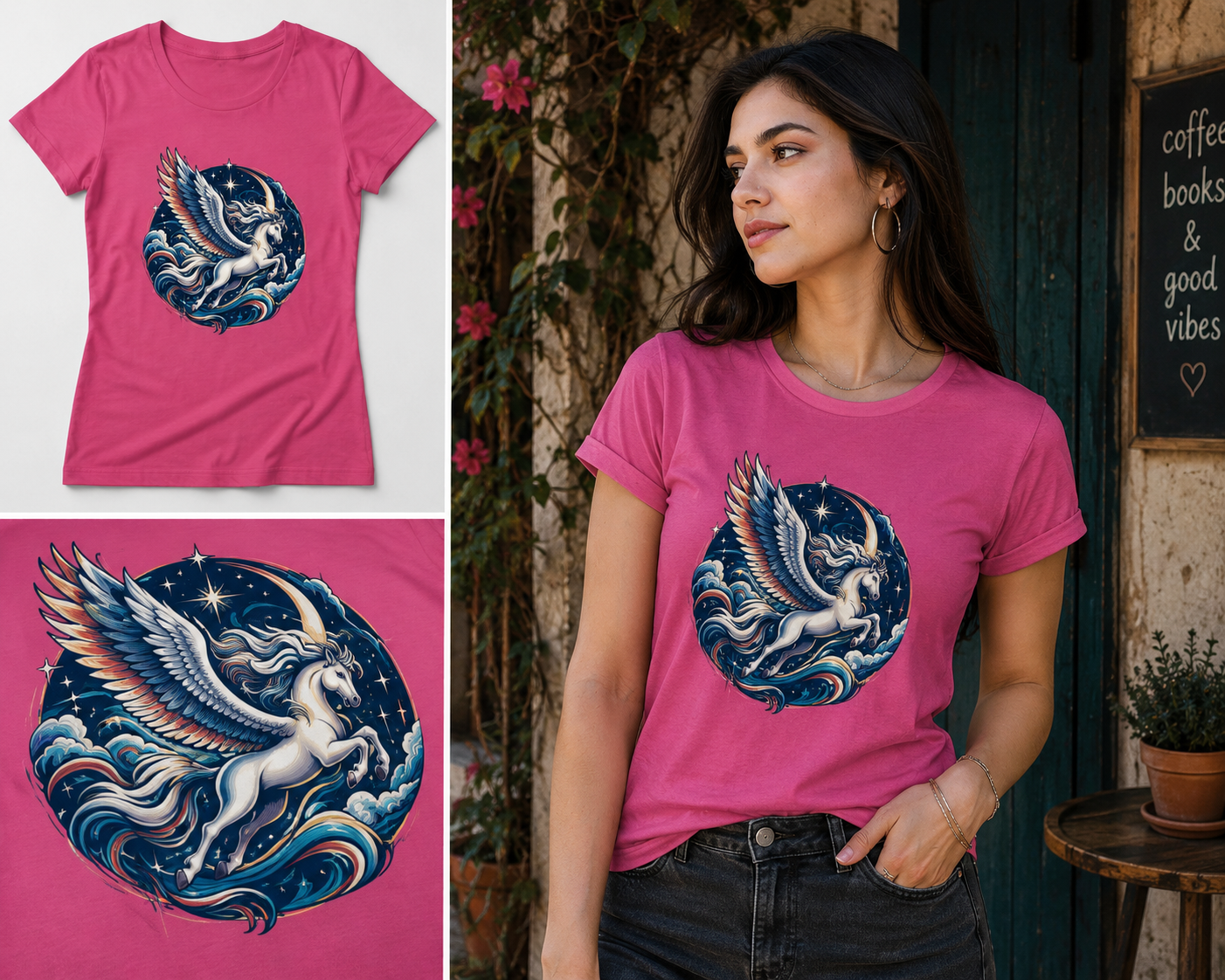 Celestial Pegasus T-Shirt for Women – Mythical Fantasy Graphic Tee