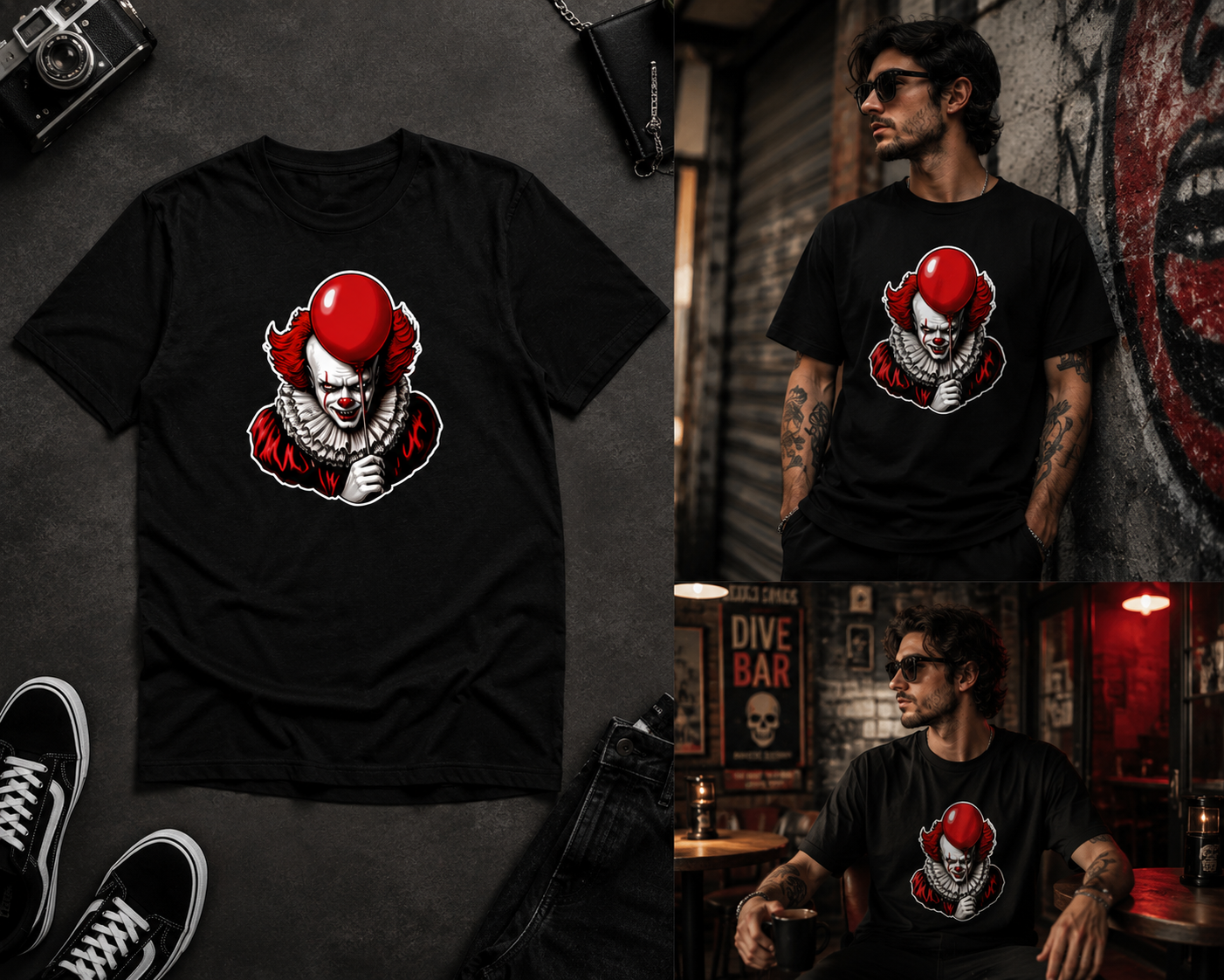 You'll Float Horror Clown T-Shirt | Dark Horror Streetwear