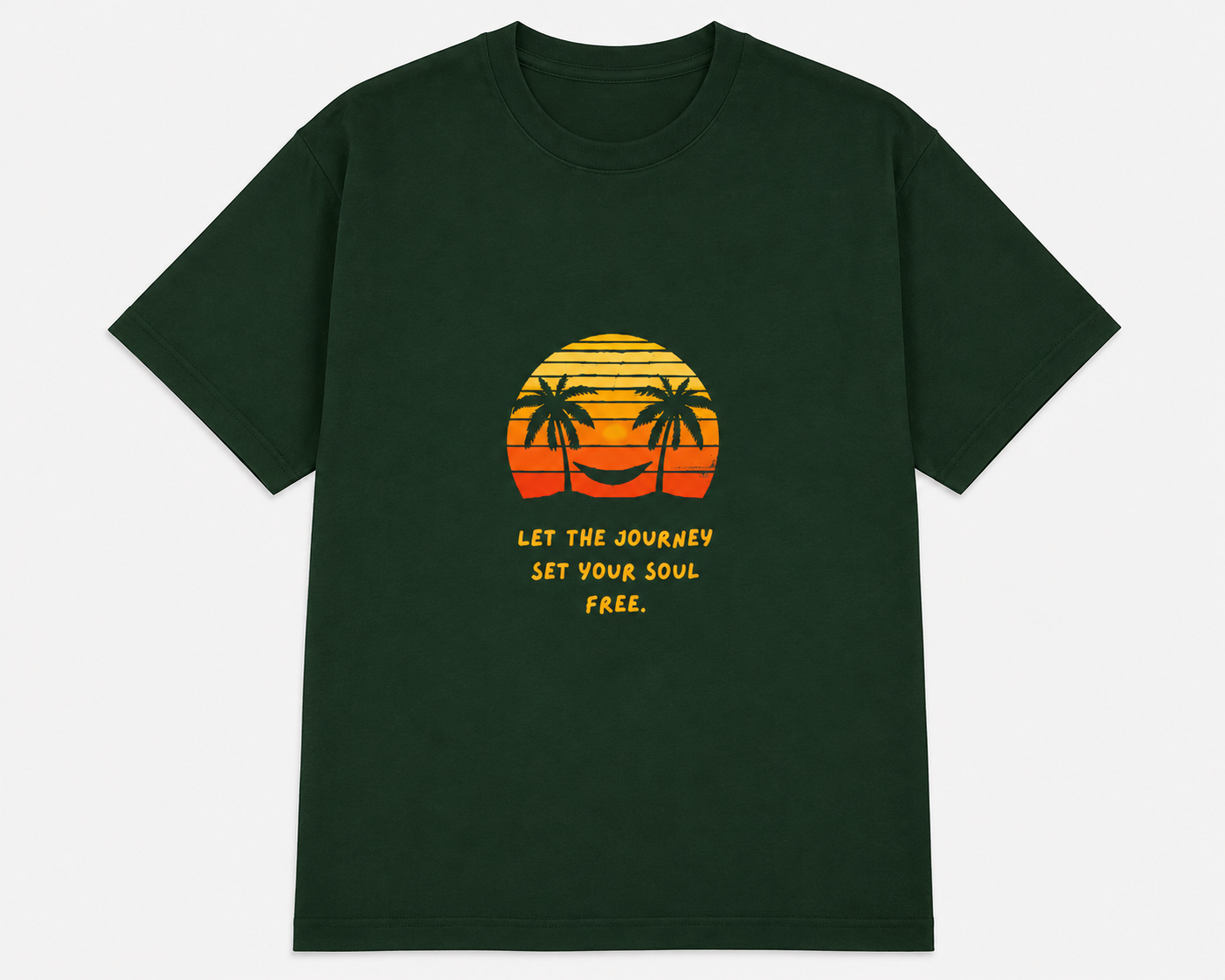 Retro Sunset Palm Tree T-Shirt | Let The Journey Set Your Soul Free Tee
