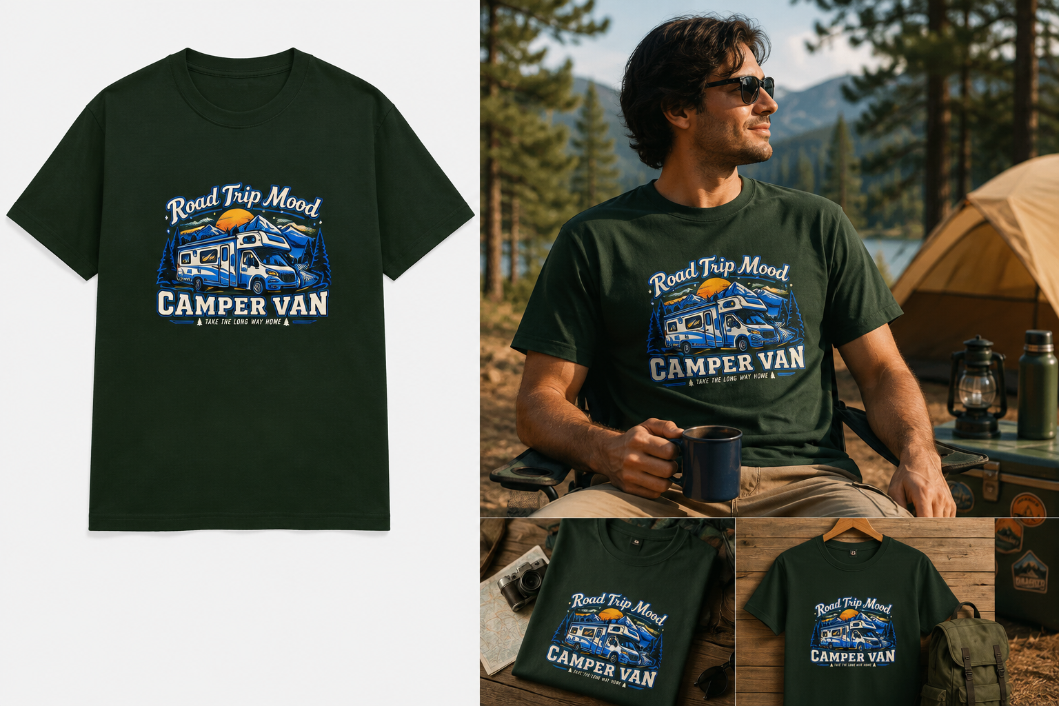 Road Trip Mood Camper Van T-Shirt | Retro Camping & Travel Shirt