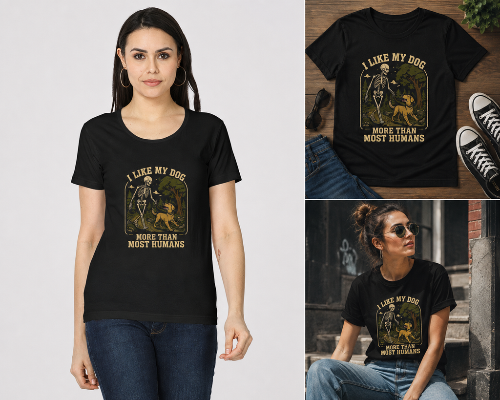 I Like My Dog More Than Most Humans – Funny Dog Lover Women's T-Shirt