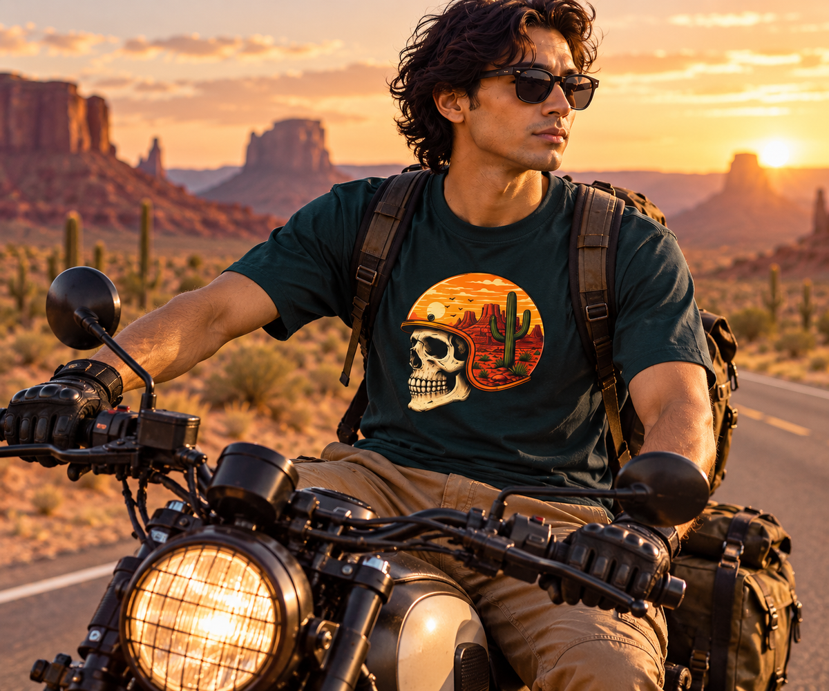 Skull Rider Desert Adventure Graphic T-Shirt | Ghoulnest