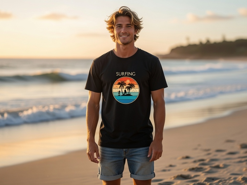 Retro Surfing Sunset T-Shirt