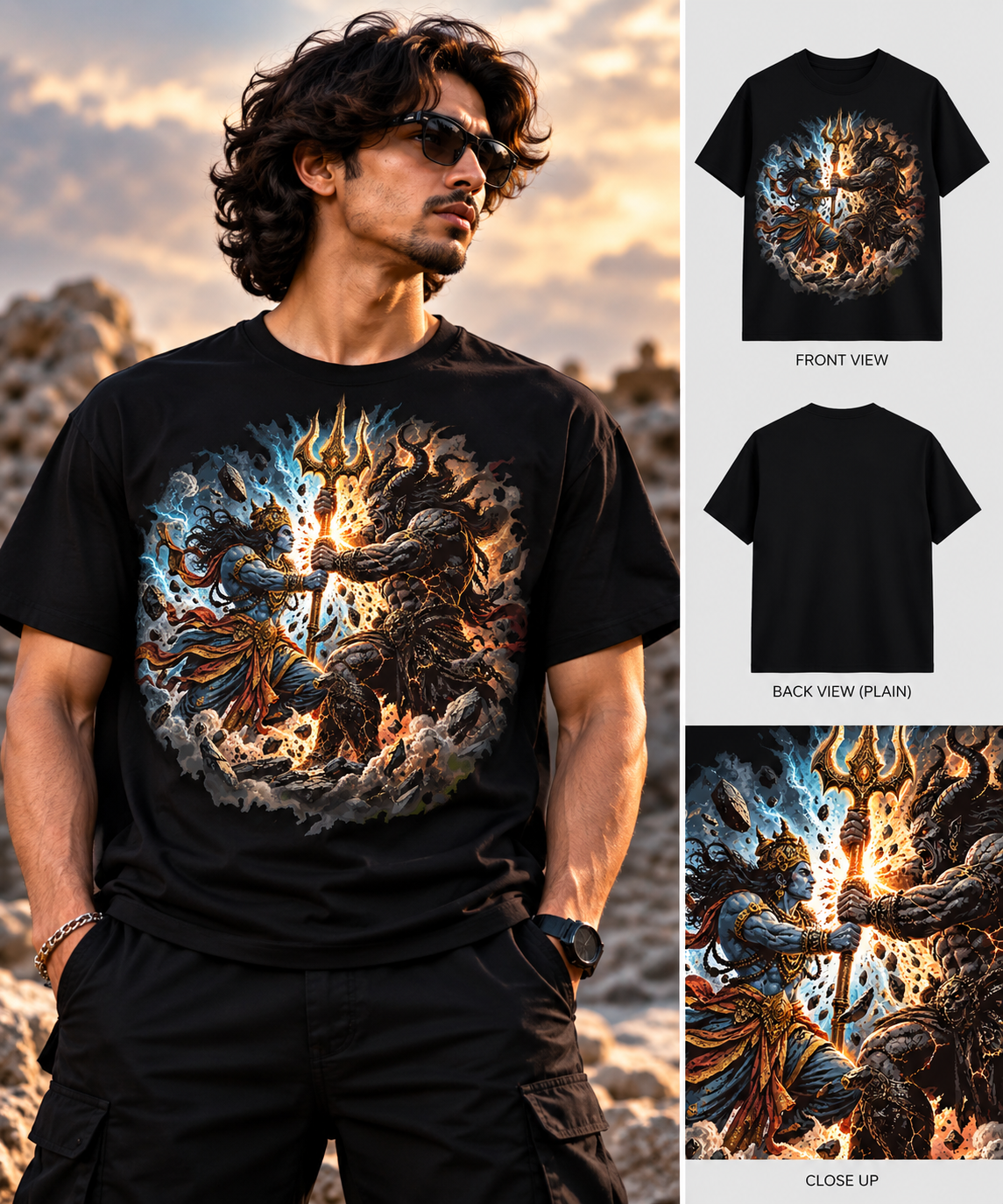 Divine Warrior vs Demon Graphic Tee