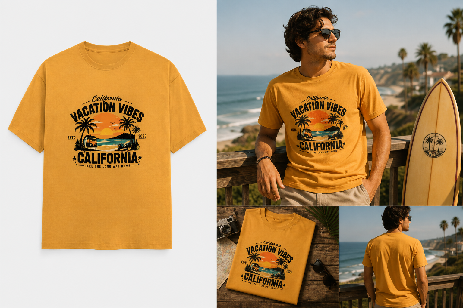 California Vacation Vibes T-Shirt | Retro Beach & Road Trip Shirt