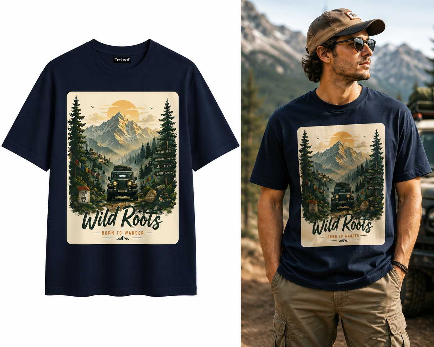 Wild Roots – Born to Wander Himalayan Adventure Jeep T-Shirt