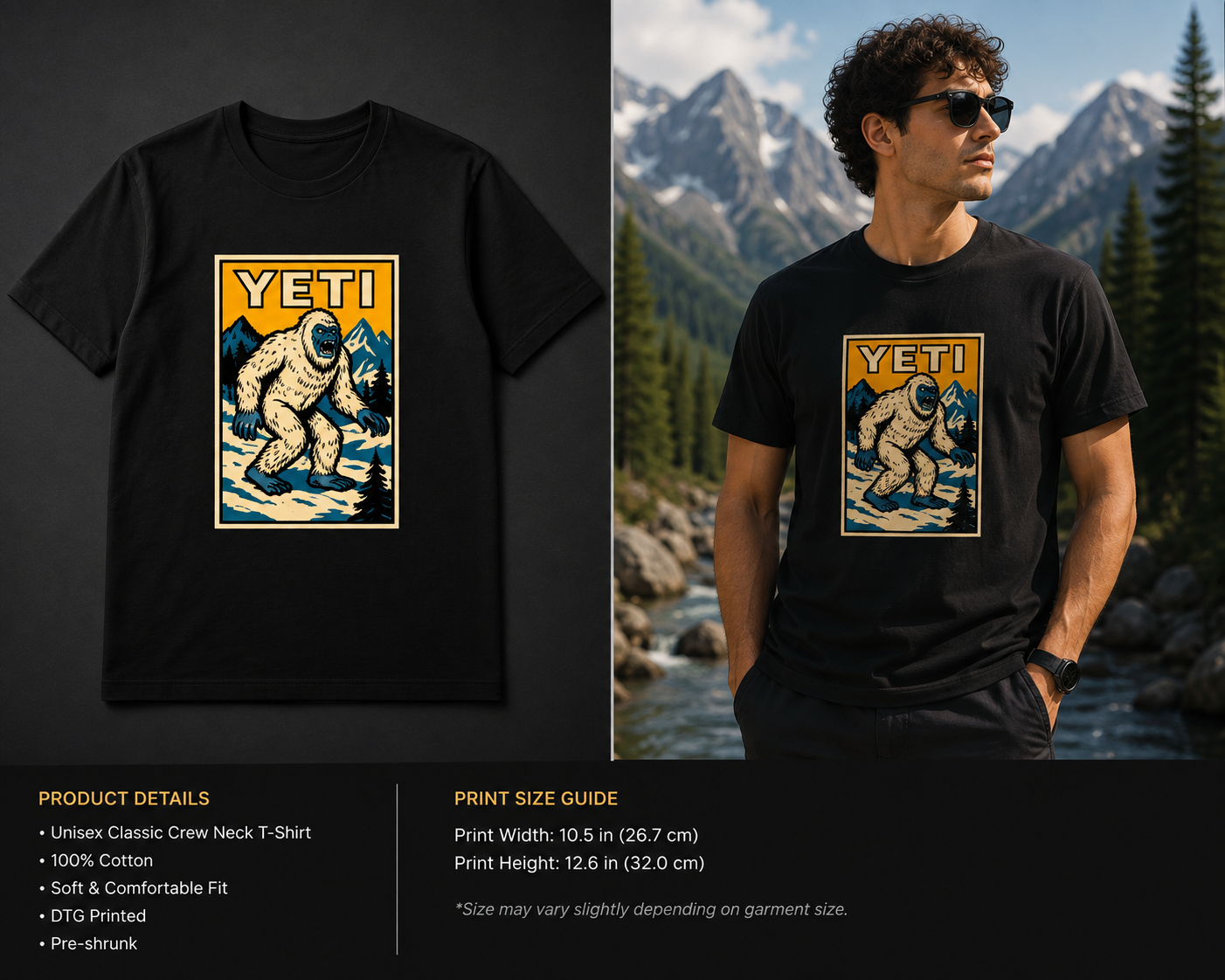 Vintage Yeti T-Shirt | Retro Cryptid Bigfoot Graphic Tee